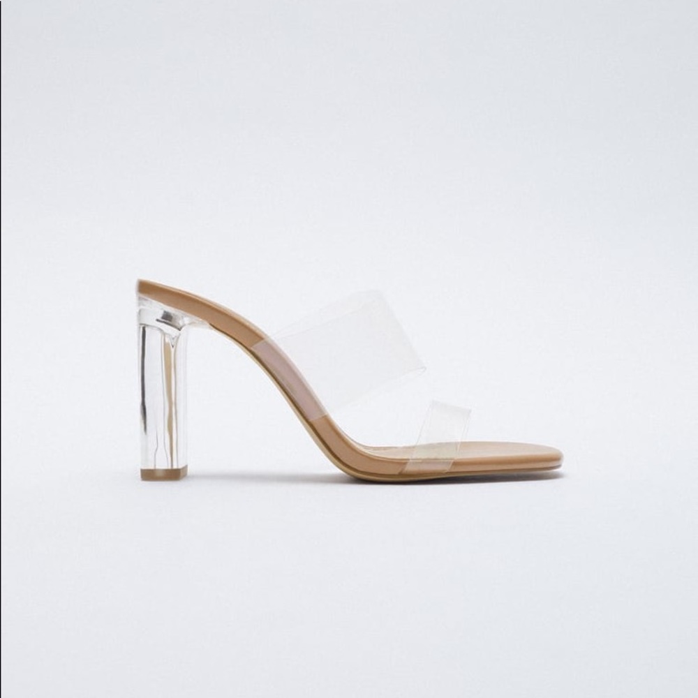 Zara Clear Mule Heels size 10